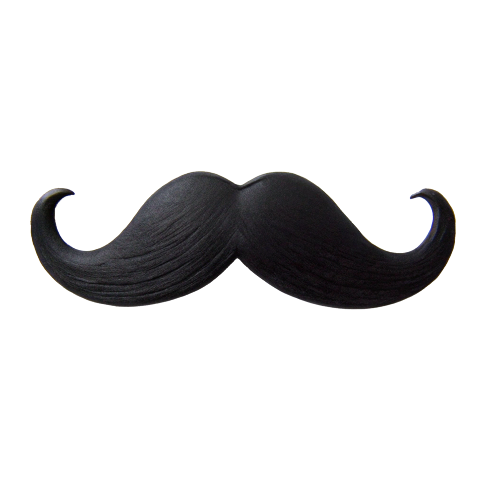 A large black handlebar mustache, a classic symbol of masculinity and vintage style png