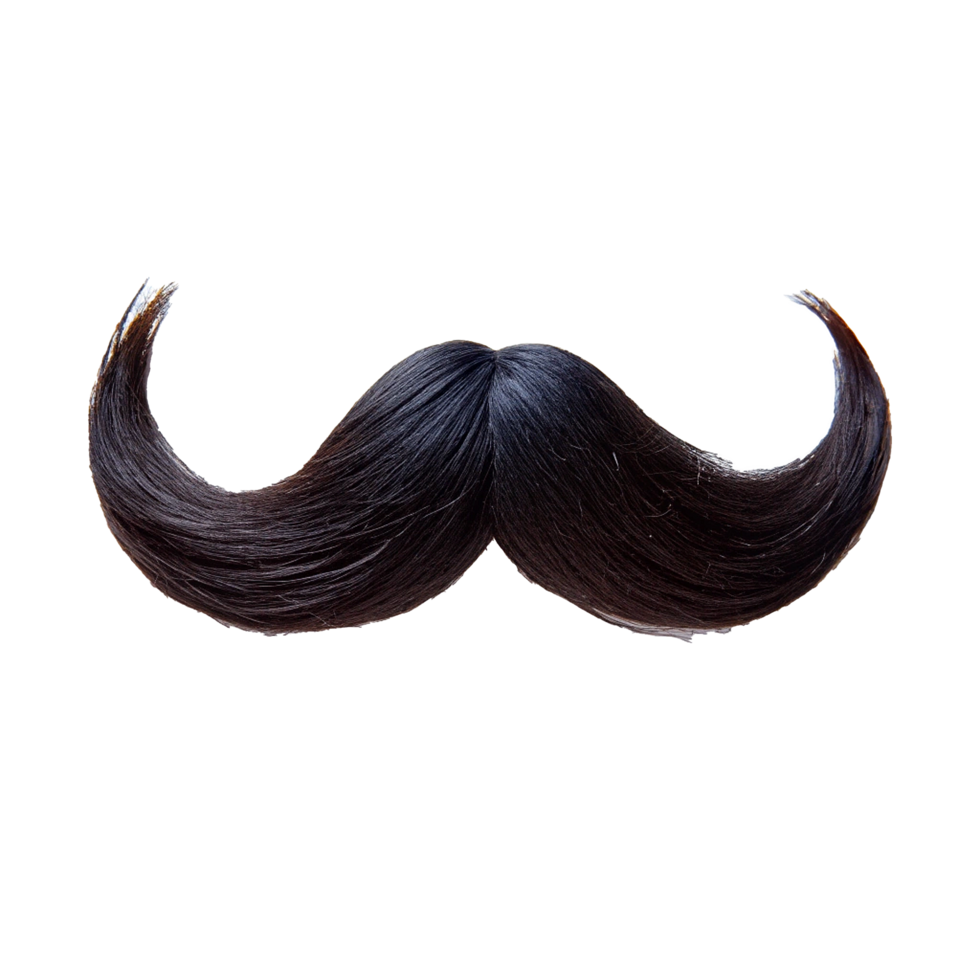 A Luxurious and Dramatic Long Black Handlebar Mustache for Men's Fashion png