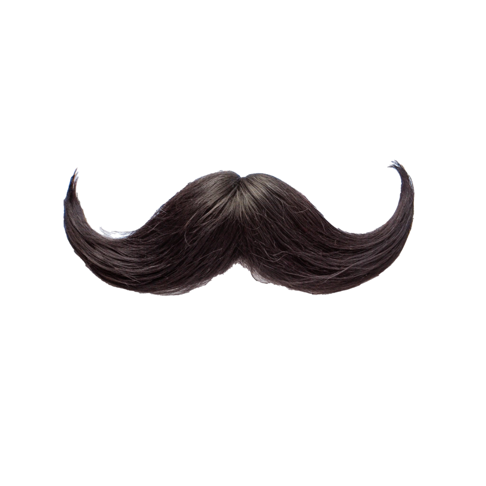 A Luxurious Long Black Handlebar Mustache for Costume or Theatrical Use png