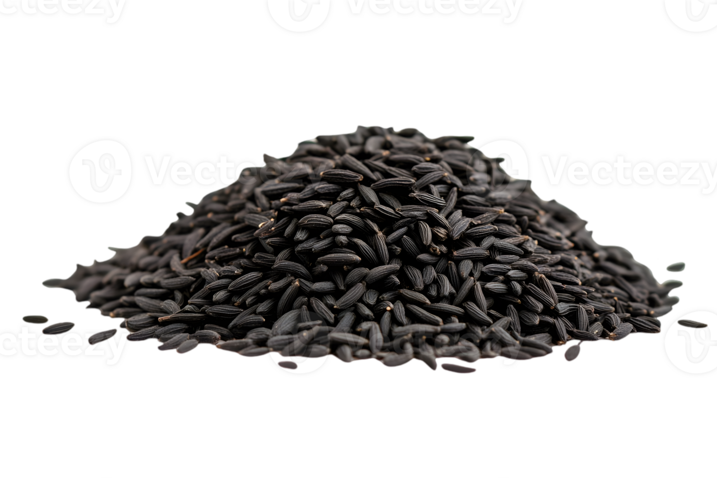 Heap of Black Rice Grains on Transparent Background Healthy Organic Staple Food Ingredient with a Natural Dark Texture Asian Cuisine Aromatic Grains png