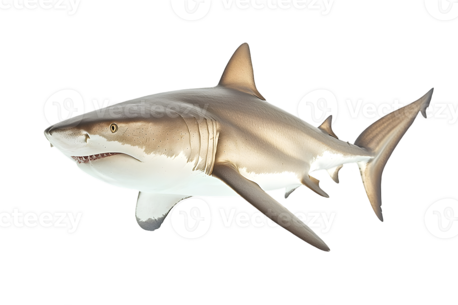 Grey Shark Swimming in Transparent Background Marine Predator Image png