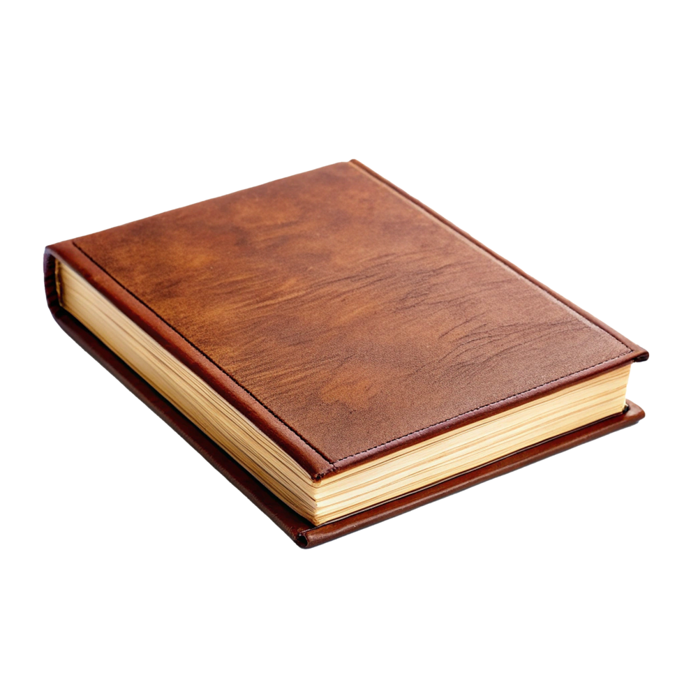 Elegant Brown Leather Bound Journal Notebook Diary Book png