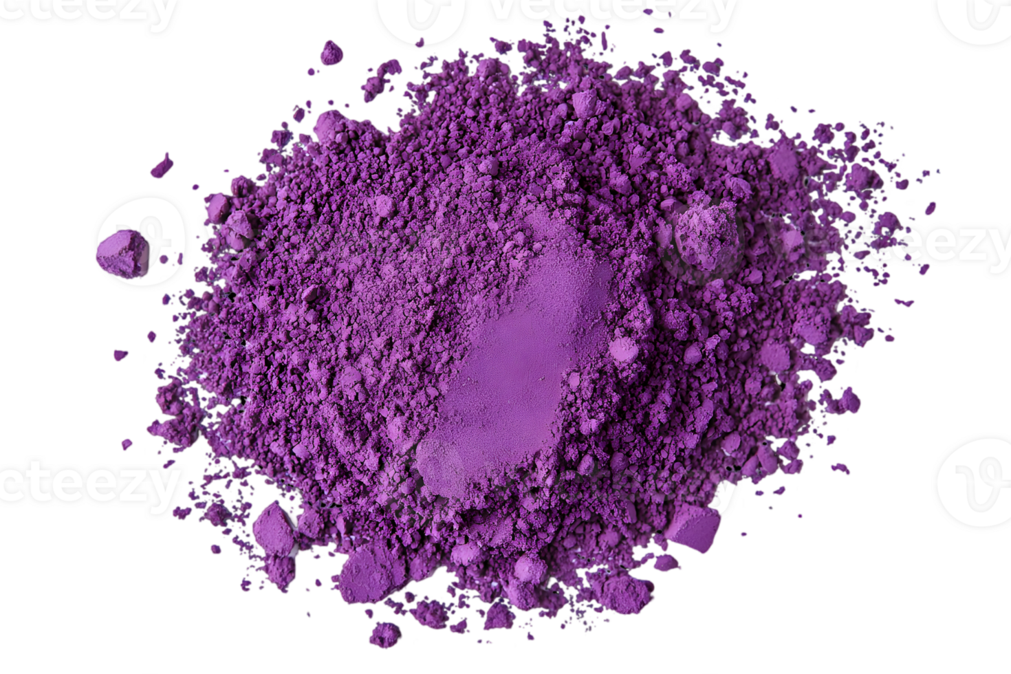 Heap of Purple Powder Pigment on Black Backdrop for Cosmetic Material or Abstract Art Isolated in Studio with Transparent Background png
