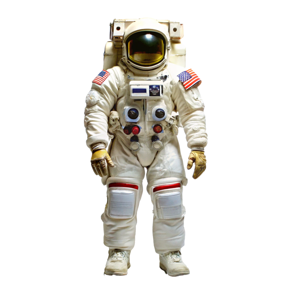 Astronaut Space Suit Full Body View of Vintage American Spacesuit png
