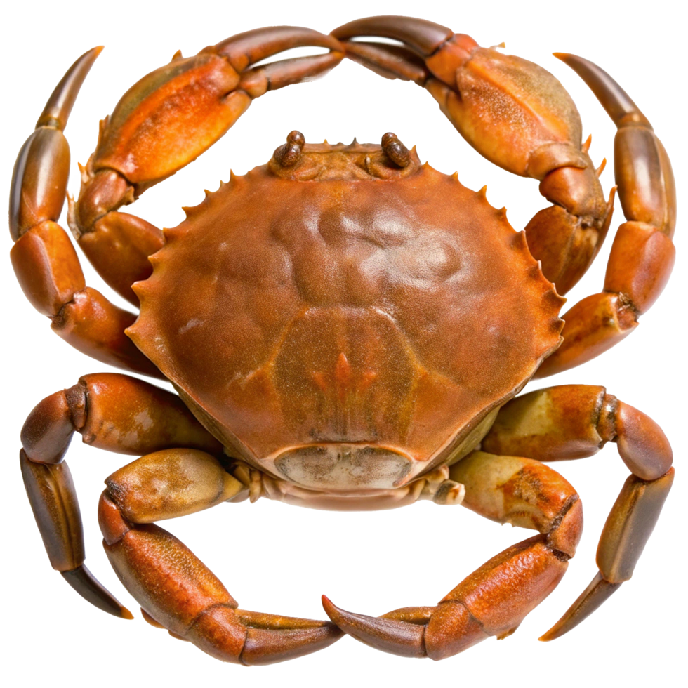 Detailed CloseUp View of a Crab Showing its Shell Texture and Claws png