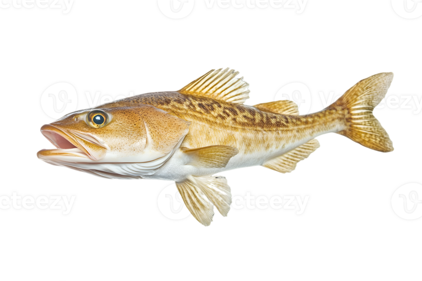 Isolated Cod Fish in Transparent Background Detailed Scaled Texture and Fins Showing Natural Habitat and Aquatic Lifestyle png