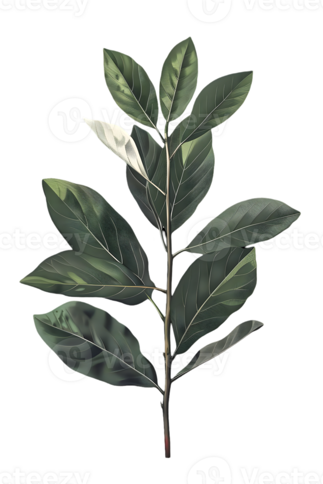 Isolated Green Leaves with Transparent Background for Decoration Natural Foliage Botanical Element Detailed Floral Close Up png