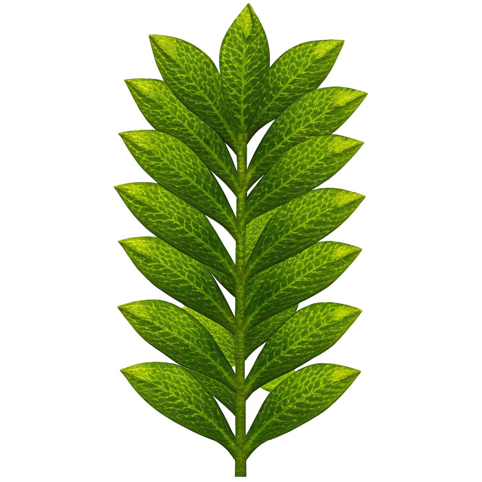 Green Leaf Branch Detailed Botanical Art Nature Image png