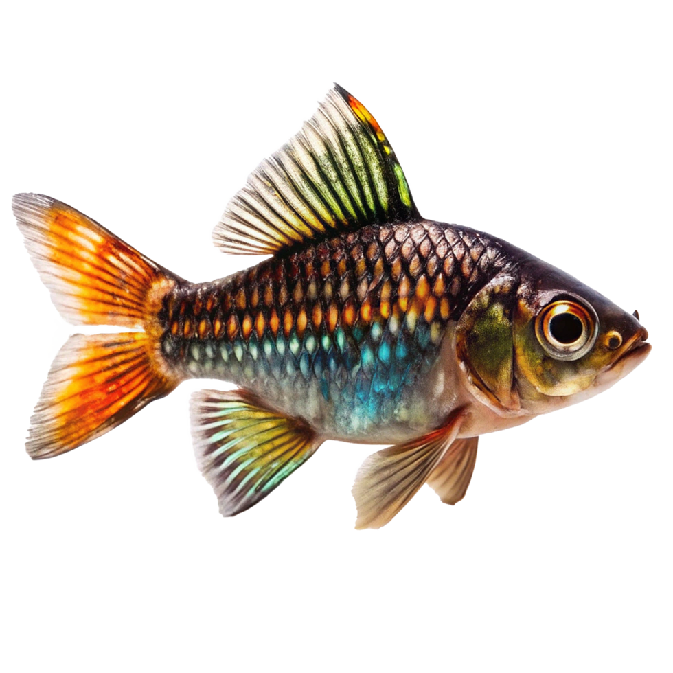 Vibrant Tropical Fish with Iridescent Scales and Striking Fins png