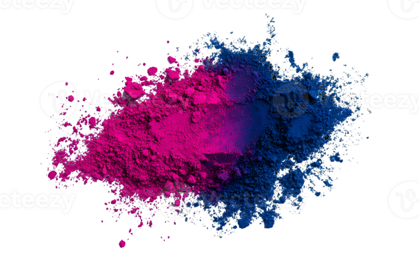 Isolated Vivid Pink and Blue Powder Explosion on Black Background Creates an Abstract and Colorful Pigment Splash Design Element png