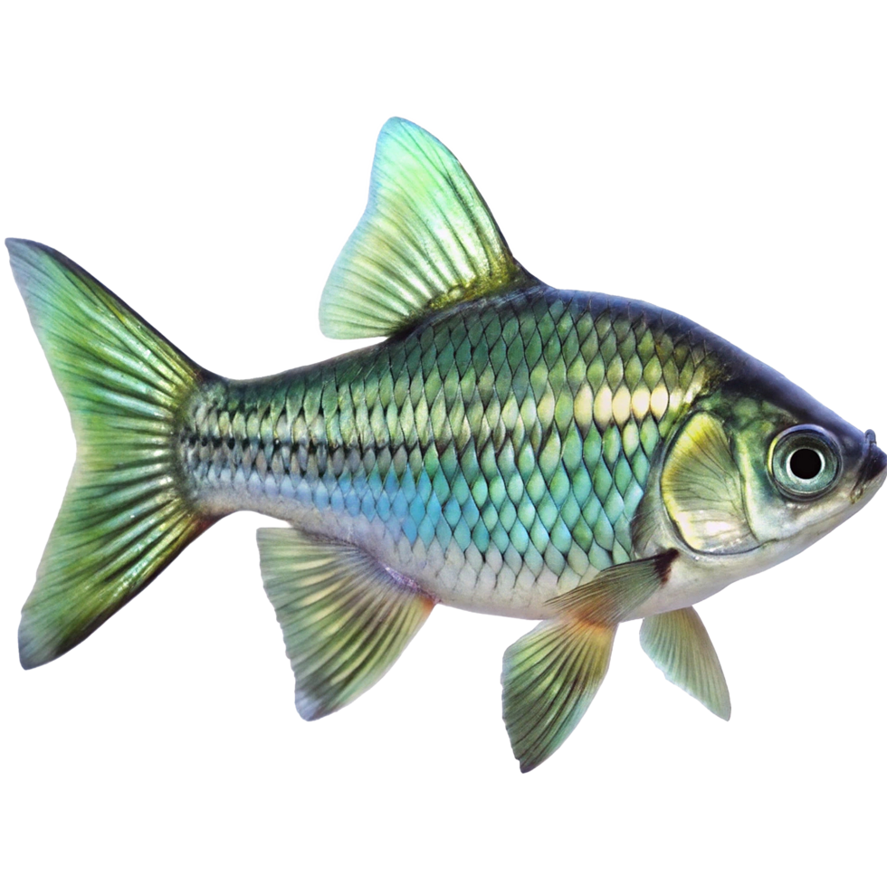 A Stunning Green and Blue Freshwater Fish with Iridescent Scales and Fins png