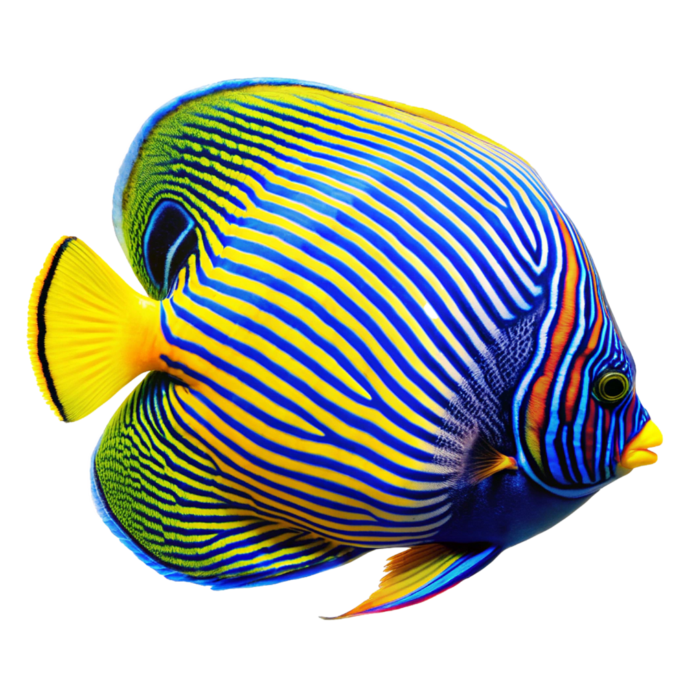 Vibrant and Colorful Emperor Angelfish in Detailed Closeup png