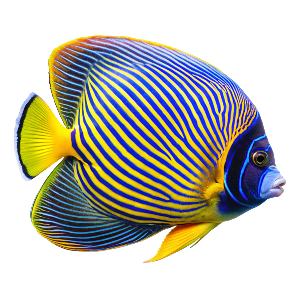 Striking Blue and Yellow Angelfish Vibrant Tropical Fish Ocean Dweller png