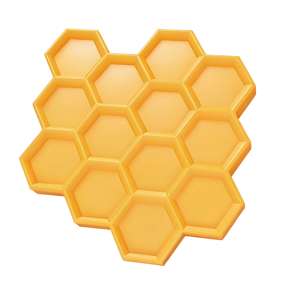 Honeycomb Pattern of Golden Hexagons in a 3D Render png