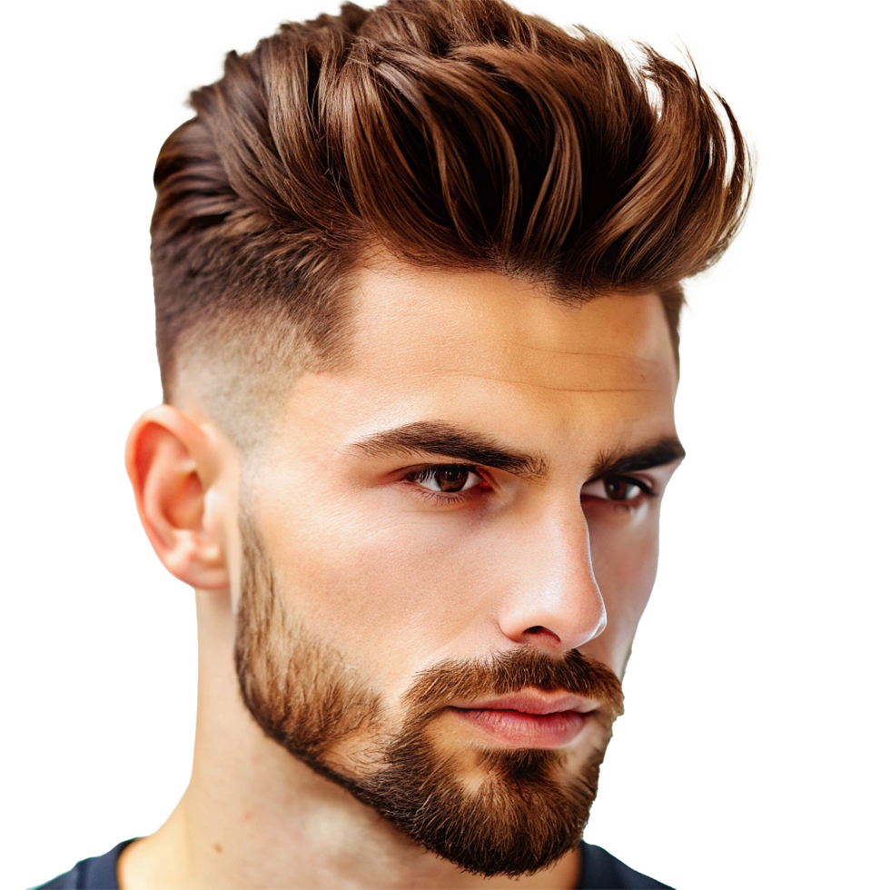 Stylish Men's Hairstyle with Textured Top and Tapered Sides png