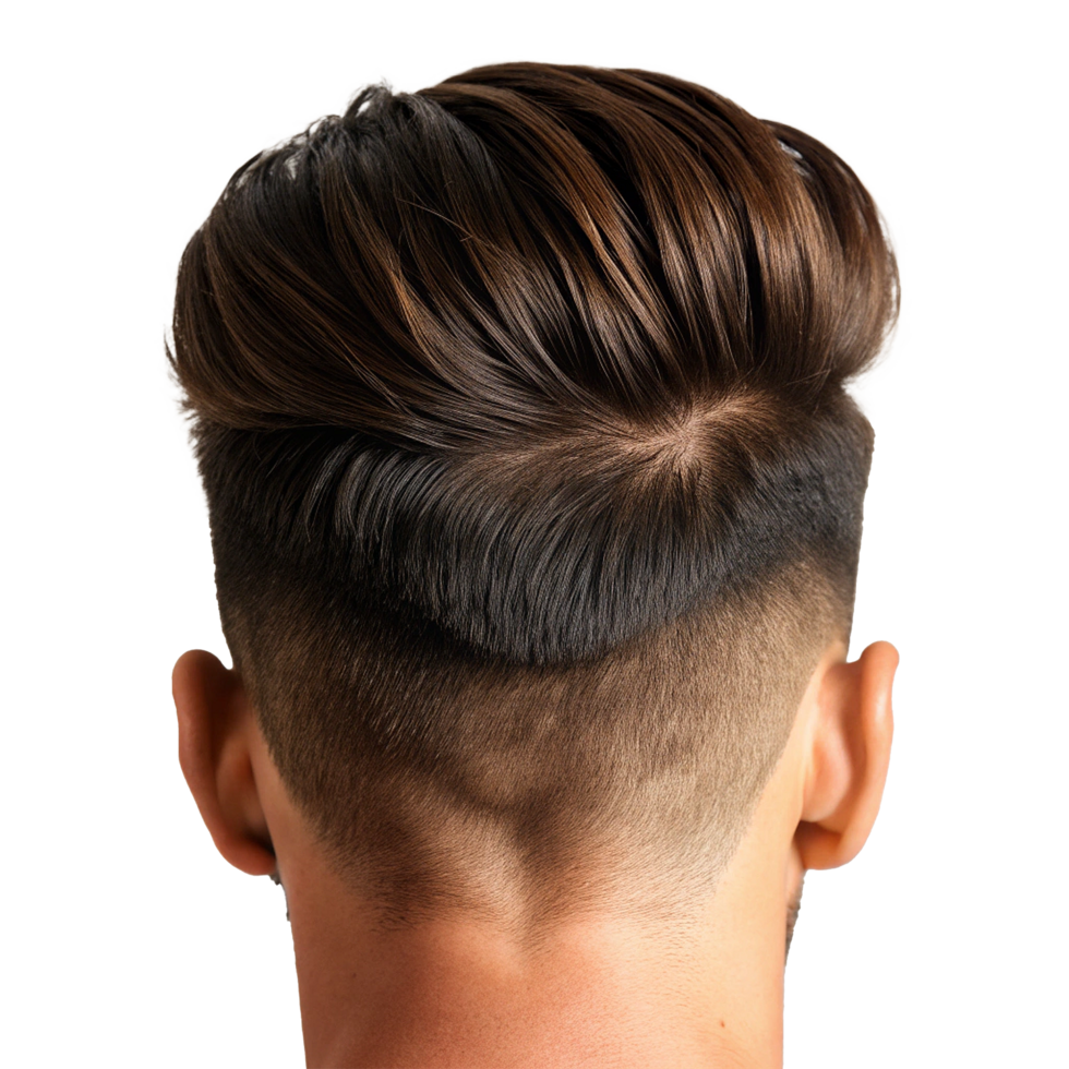 Men's Hairstyle Modern Pompadour with Undercut and Tapered Neckline png