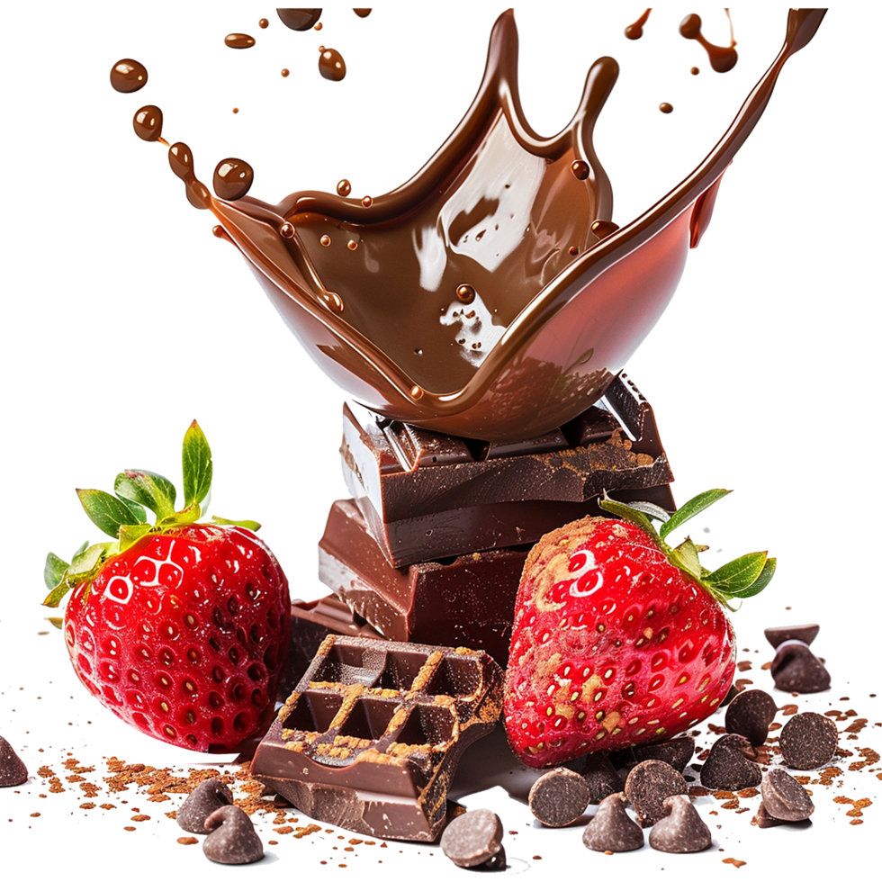 Delicious Chocolate Strawberry Delight A Tempting Combination of Sweetness and Richness png