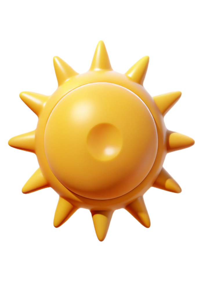 3D Render of a Cute Cartoon Sun with Spiky Rays png