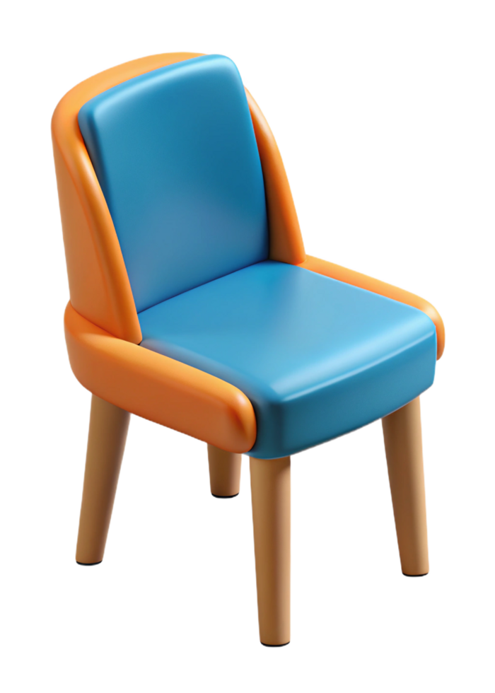 Modern Stylish Blue and Orange Children's Chair Design for Playroom or Nursery png