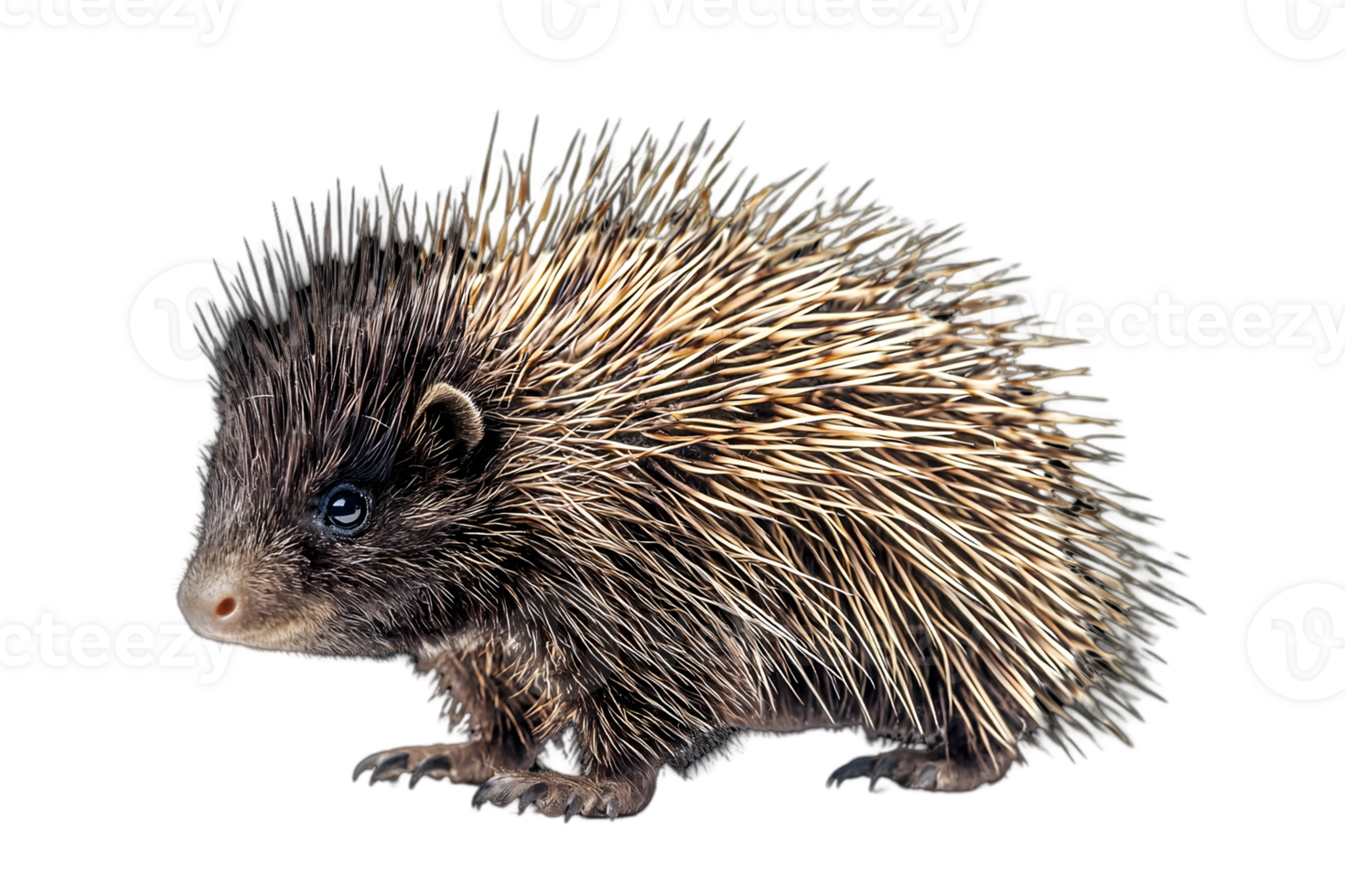 Baby Hedgehog Profile Portrait Against Black Background png