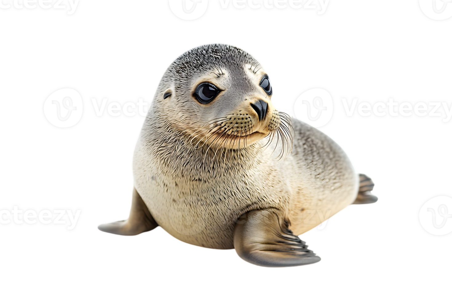 Baby Seal Pup Portrait Against Black Background png