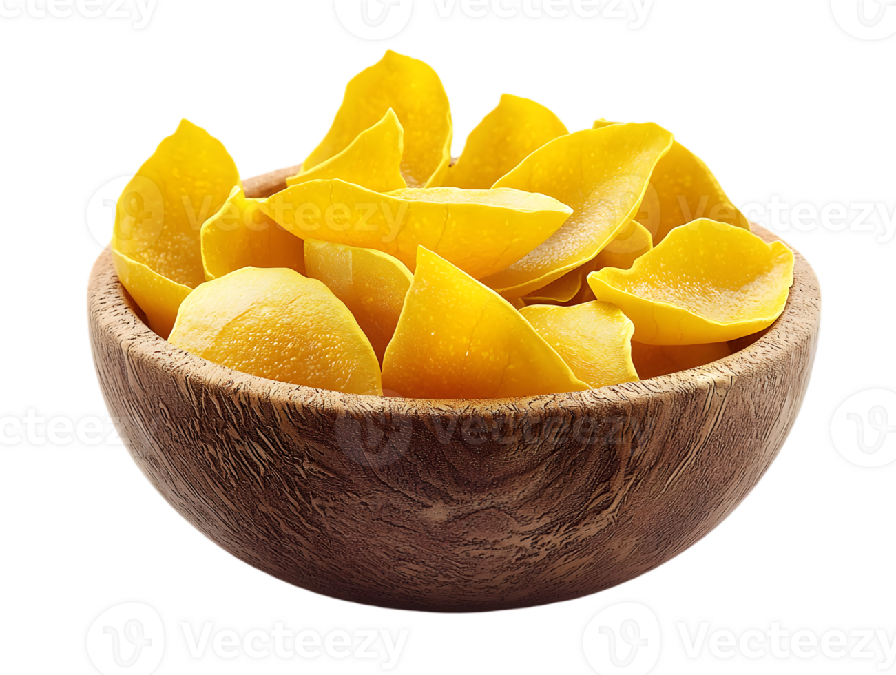 Bowl Of Candied Mango Slices Against Black Background png