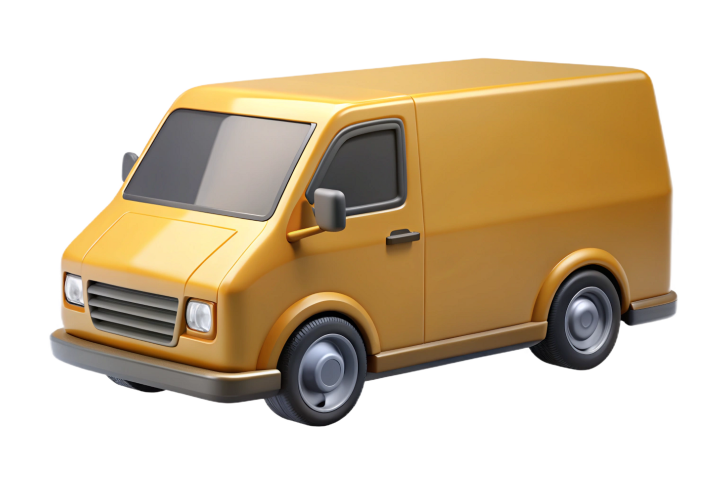 A 3D Render of a Cute Yellow Delivery Van Perfect for Transportation and Logistics png