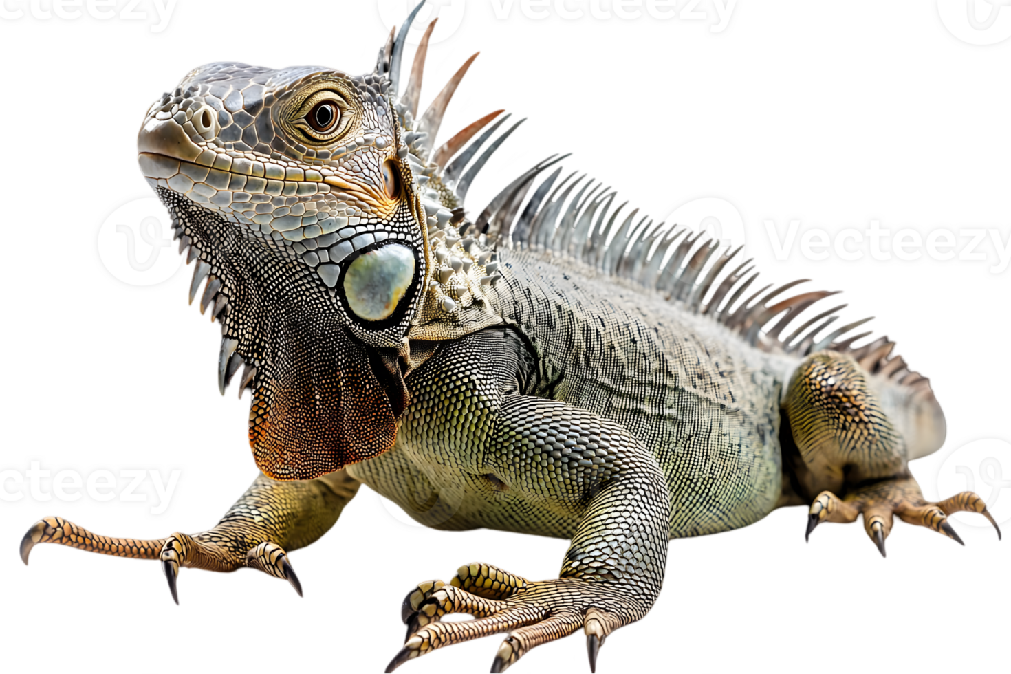 Close Up Iguana Portrait Against Transparent Background png