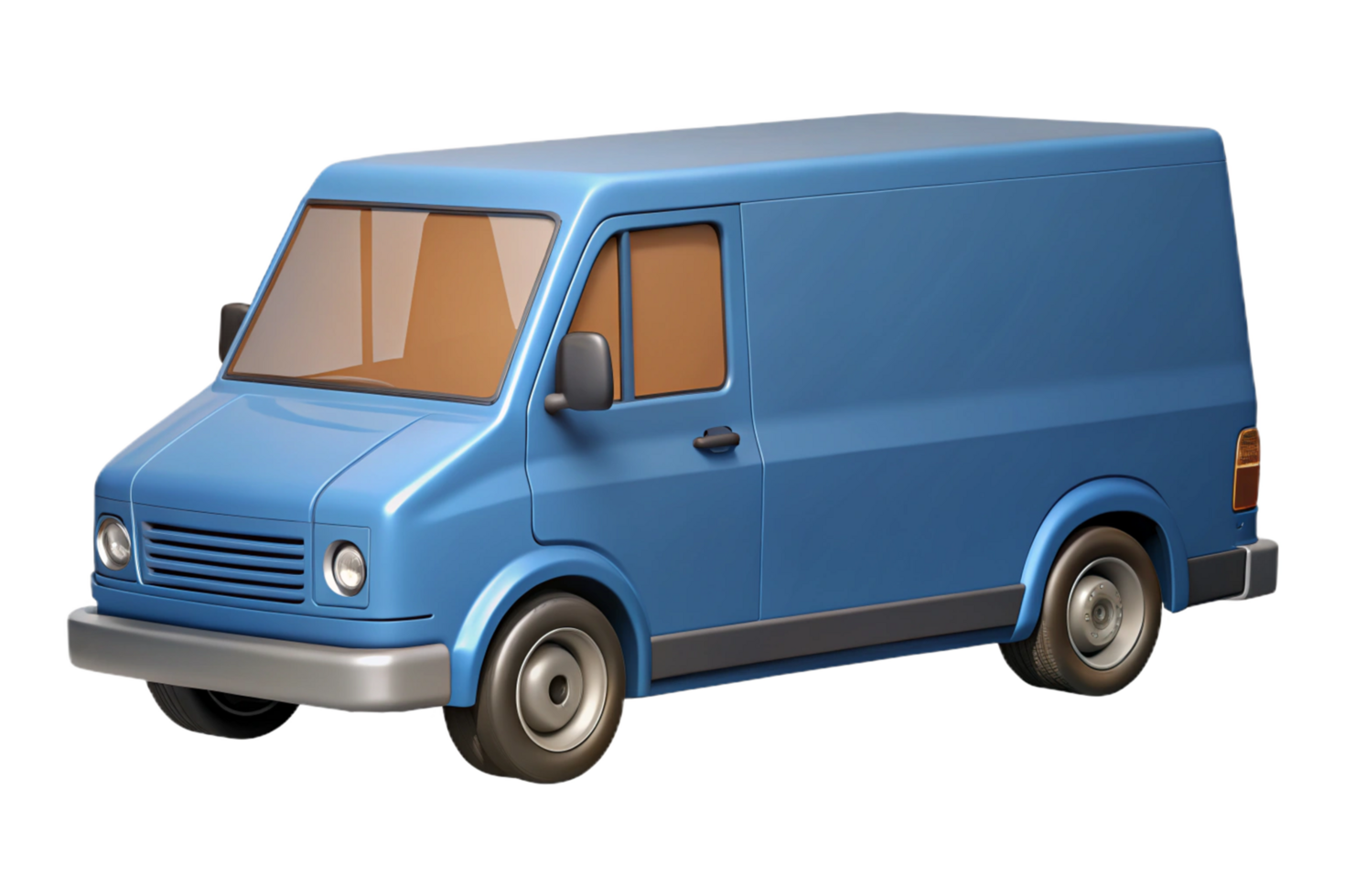 A 3D Render of a Cartoonish Blue Delivery Van Perfect for Animation or Game Assets png