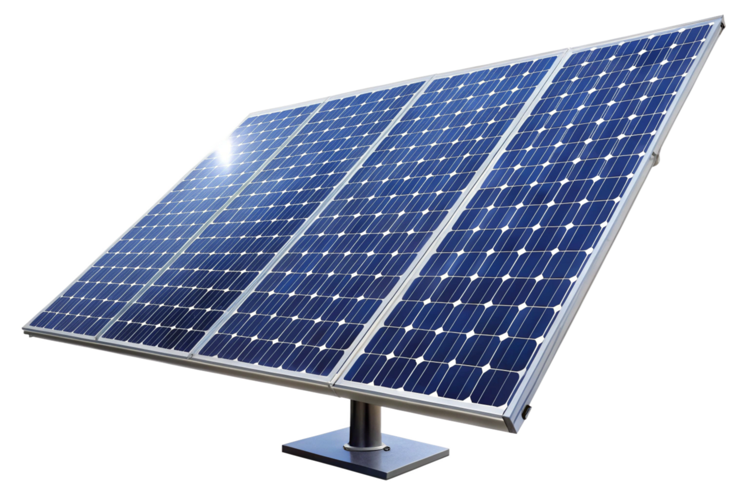Highefficiency solar panel array angled for optimal sunlight absorption png