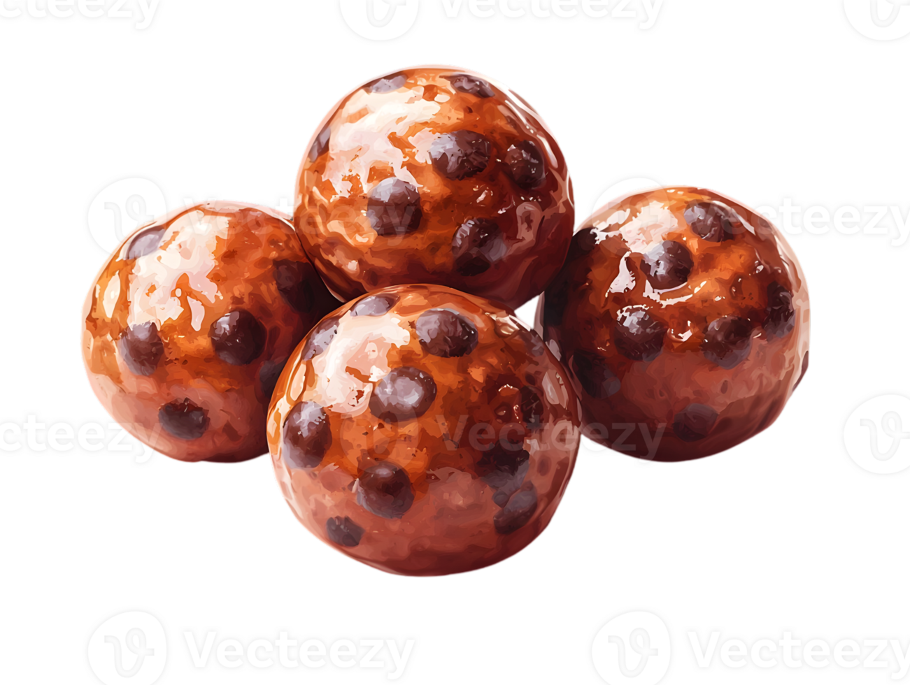 Chocolate Chip Donuts Isolated On Black Background png