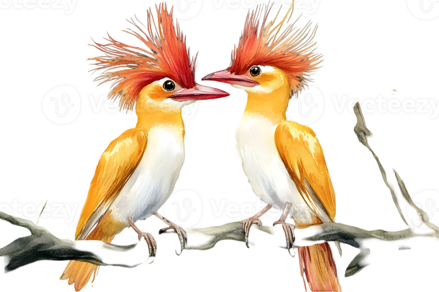 Colorful Birds Pair On Branch png