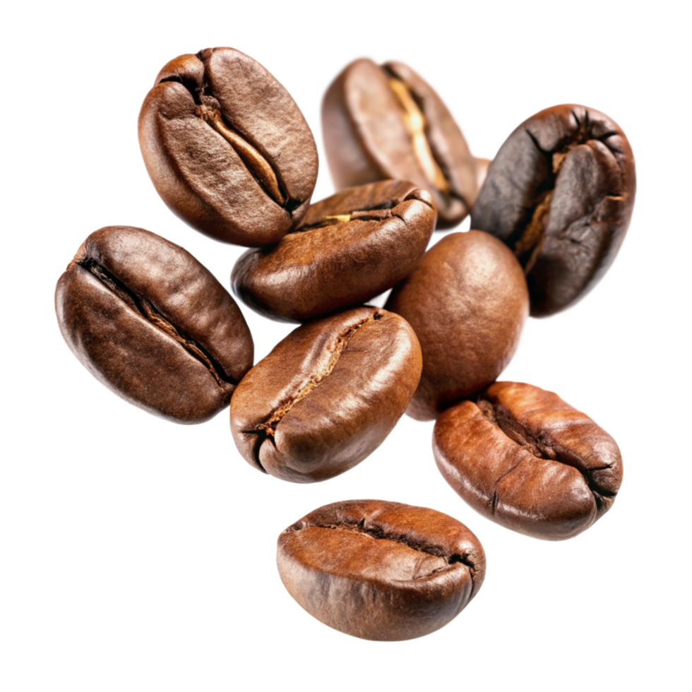 Roasted Coffee Beans Falling Against Black Background High Resolution Image png