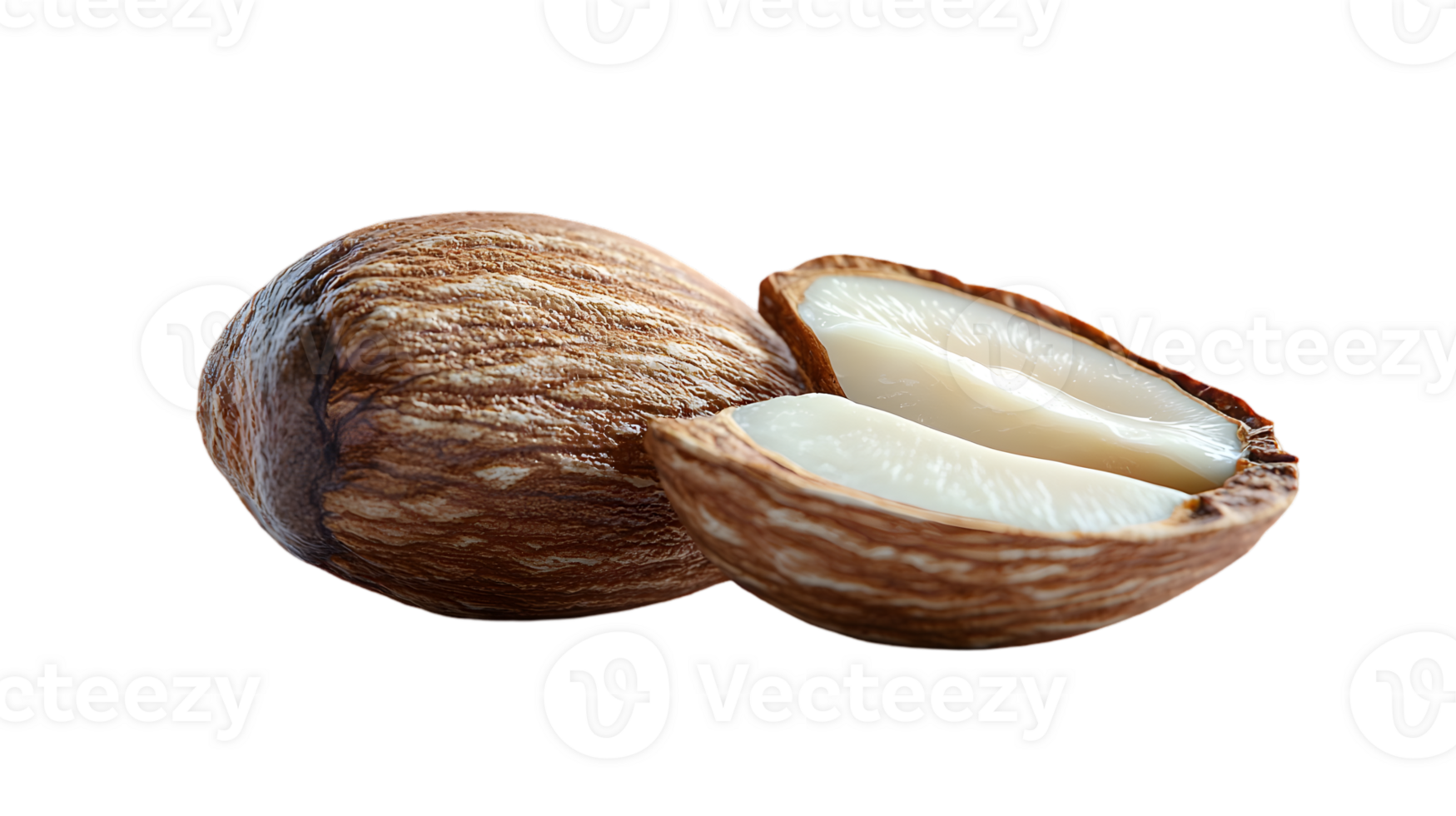 Closeup Of Sliced Almond On Black Background png