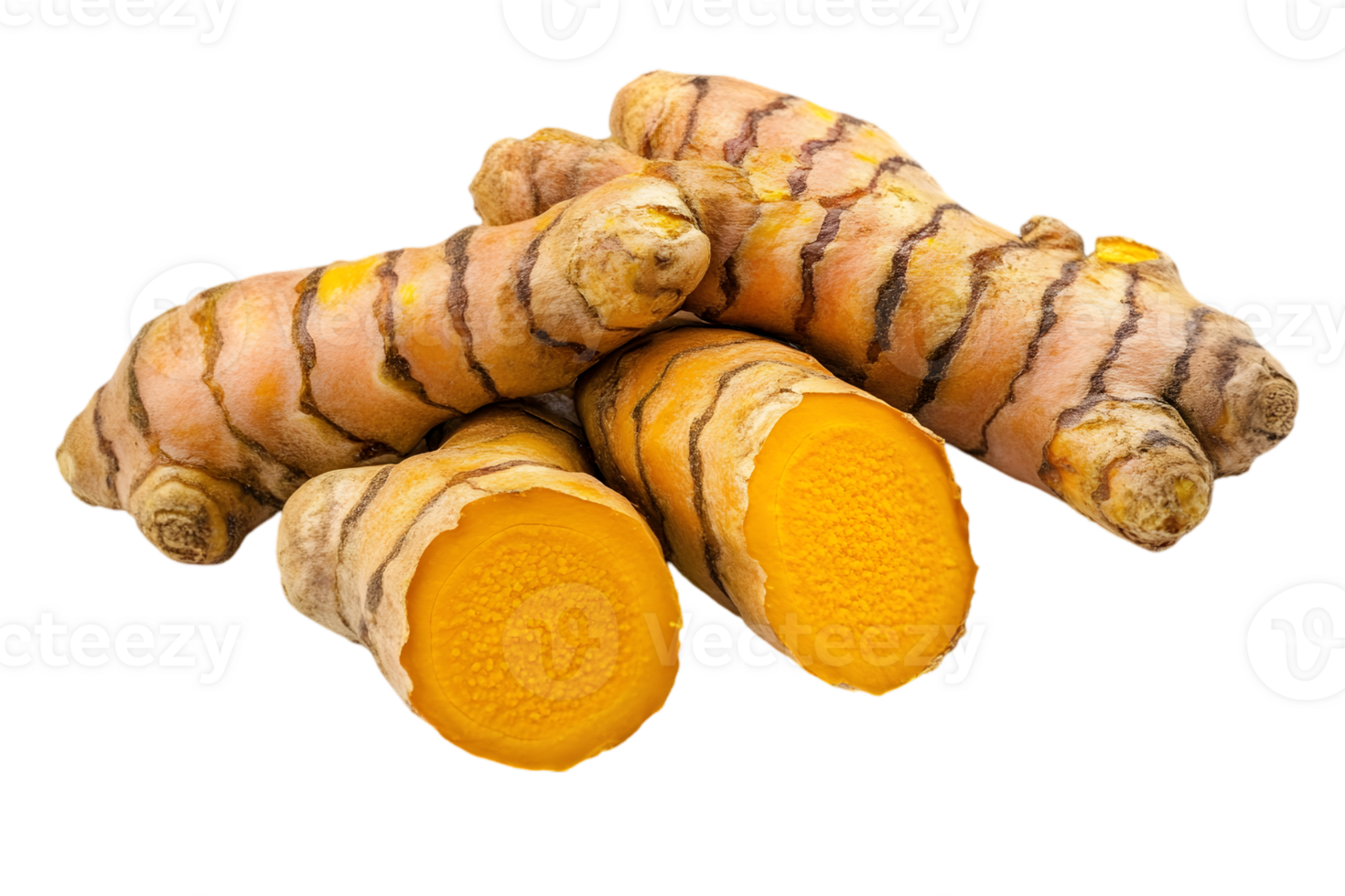 Closeup Of Turmeric Roots And Pieces png