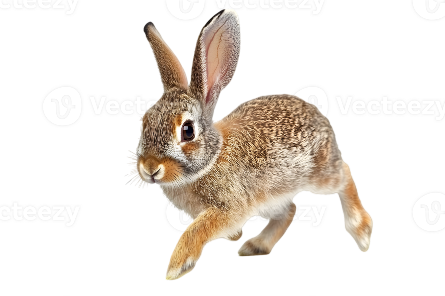 Cute Brown And Gray Rabbit Jumping png