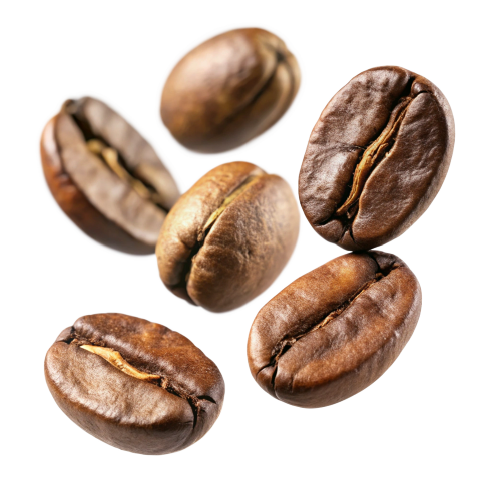 Coffee Beans Falling on Background Closeup Photography png