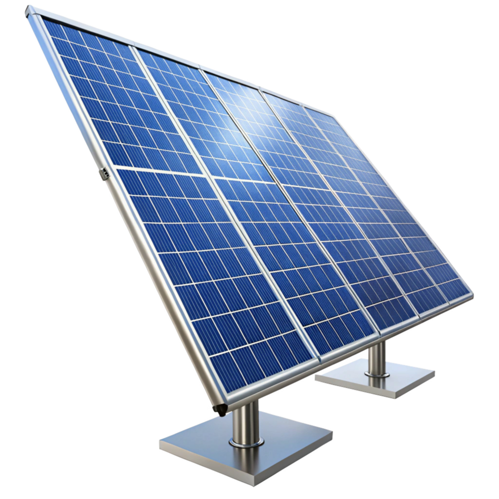 Highefficiency Solar Panel Array on Adjustable Metal Mounts for Optimal Sunlight Exposure png
