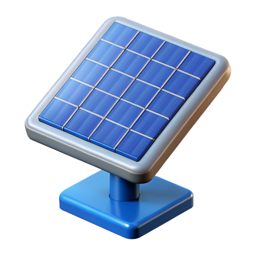 3D Render of a Small Blue Solar Panel on a Stand png
