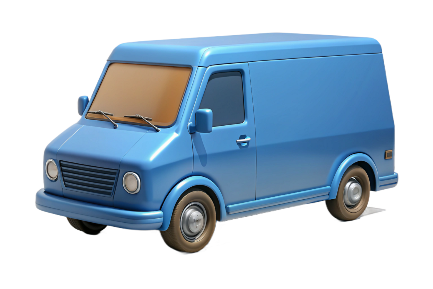 A Classic Blue Delivery Van 3D Render Cartoon Style Transportation Vehicle png