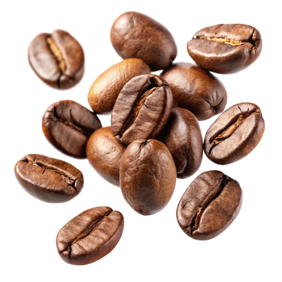 Roasted Coffee Beans Falling on Black Background, Aromatic Coffee Beans png