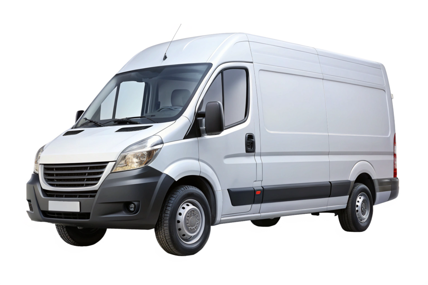 A brand new silver delivery van is shown in this image, ready for transportation and delivery services png
