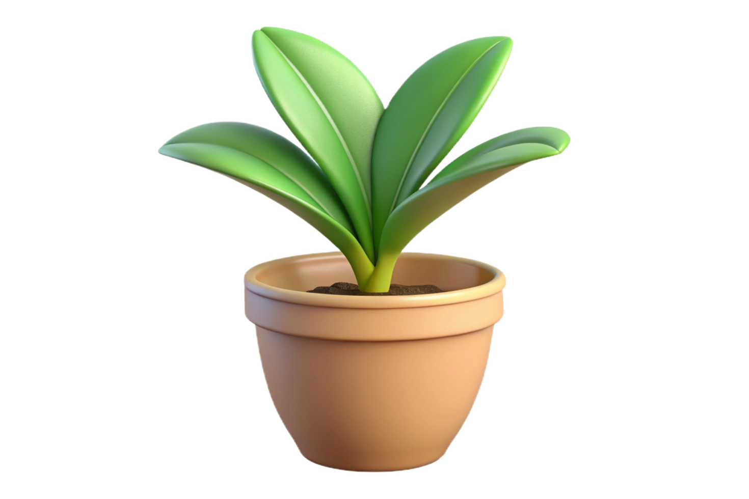 Adorable 3D Render of a Potted Plant with Vibrant Green Leaves png