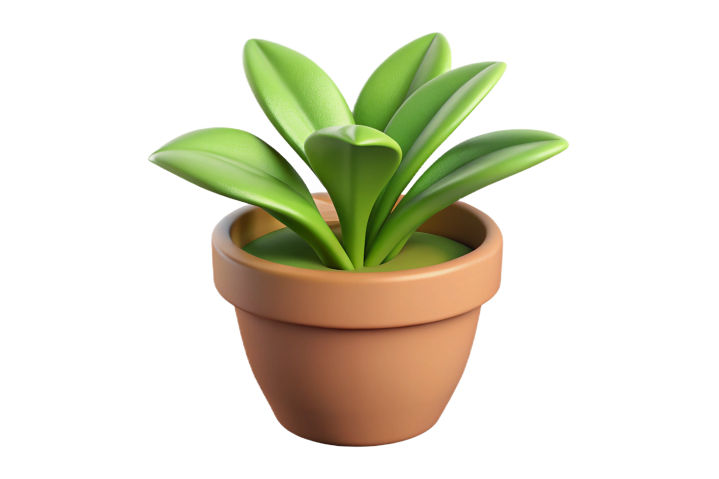 Adorable 3D Render of Potted Plant with Lush Green Leaves png