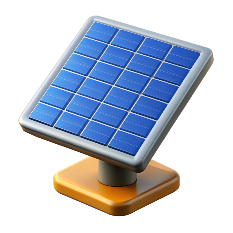 3D Render of a Small Solar Panel on an Orange Base Perfect for Renewable Energy Illustrations png