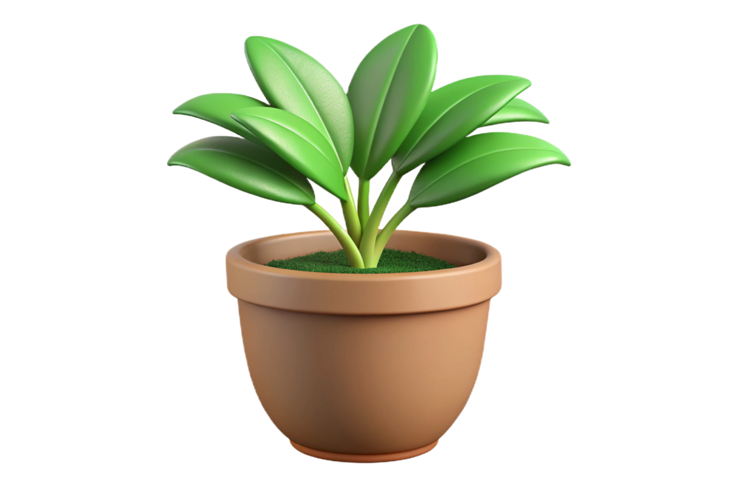 A 3D Render of a Cute Potted Plant with Lush Green Leaves png