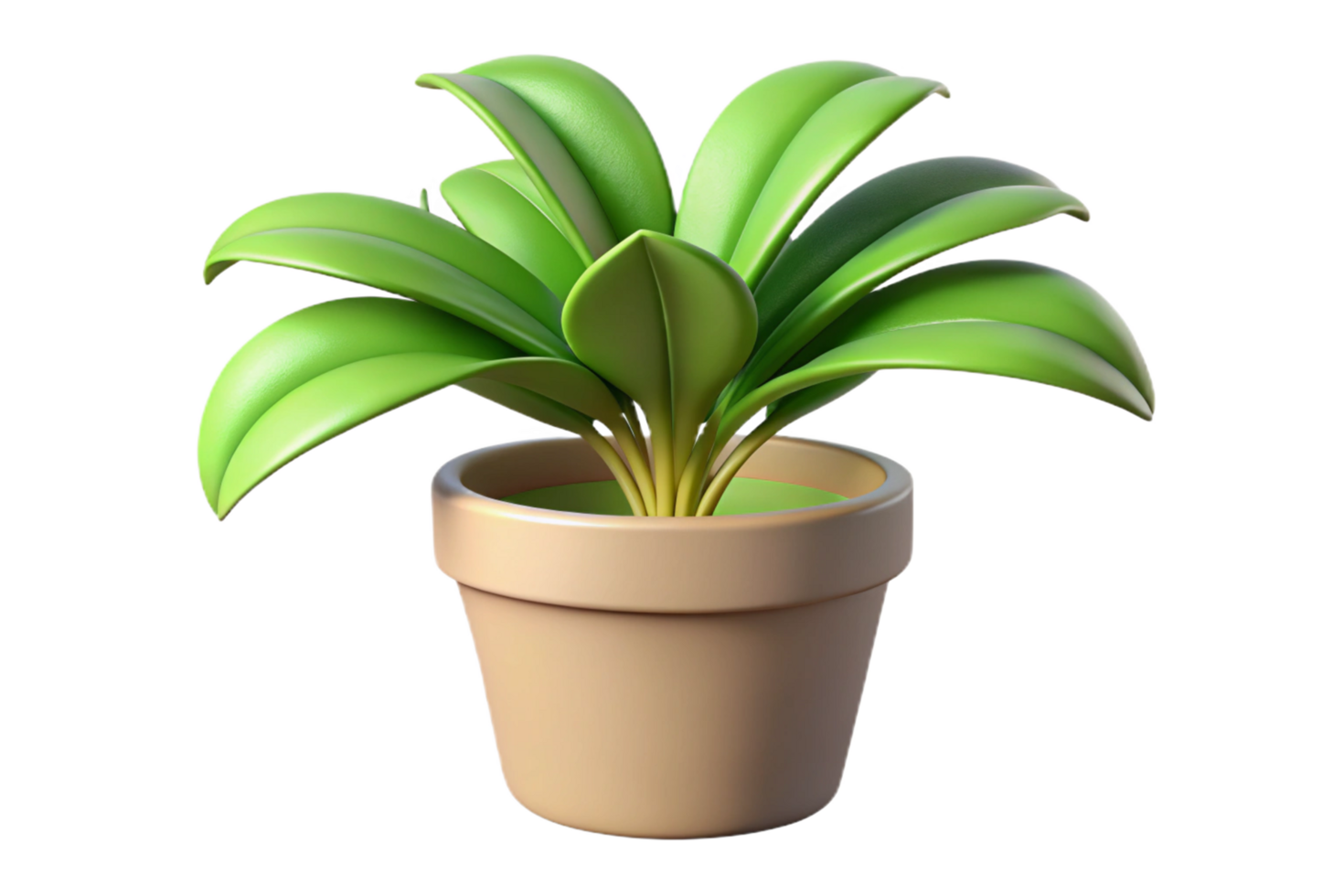 Adorable 3D Render of a Green Potted Plant with Lush Leaves png