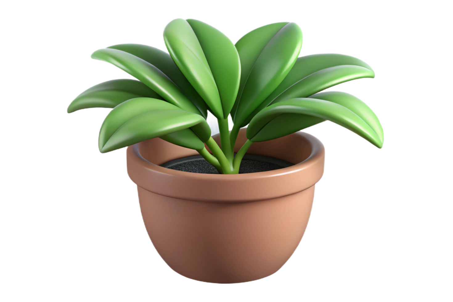 A 3D Render of Cute Cartoon Potted Plant with Lush Green Leaves png