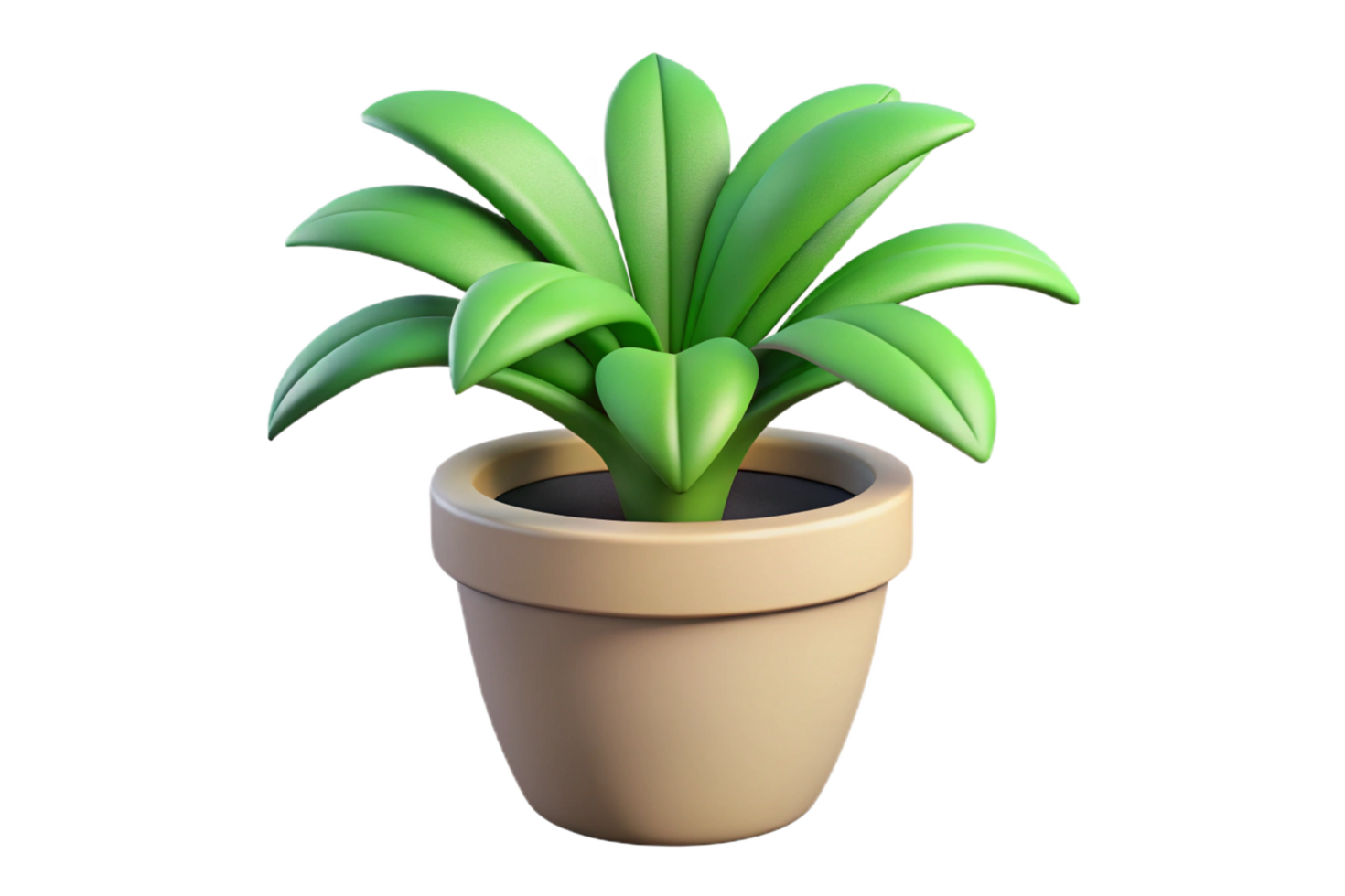 Charming 3D rendered image of a potted plant with vibrant green leaves png