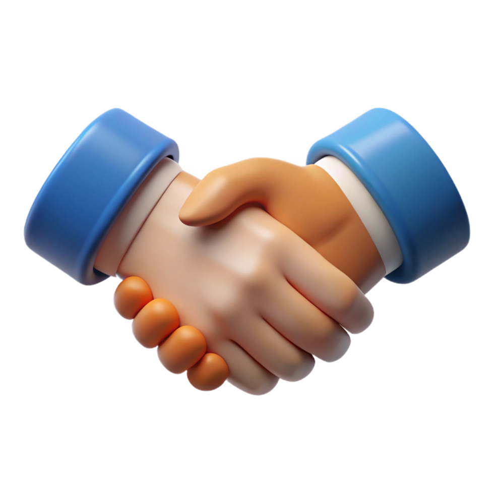 3D Render of Two Hands in a Firm Handshake Business Deal Agreement Partnership png